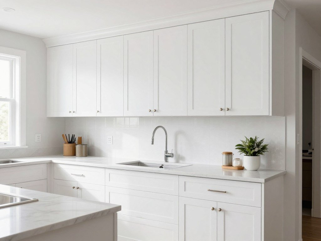 Forevermark Gramercy White kitchen cabinets showing eco-friendly best kitchen cabinets with clean design and sustainable materials