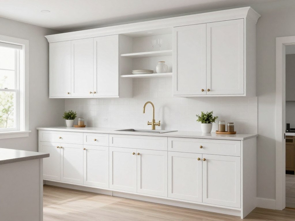 Hampton Bay Shaker assembled kitchen cabinets in a modern kitchen setting showing the best kitchen cabinets with clean lines and ample storage