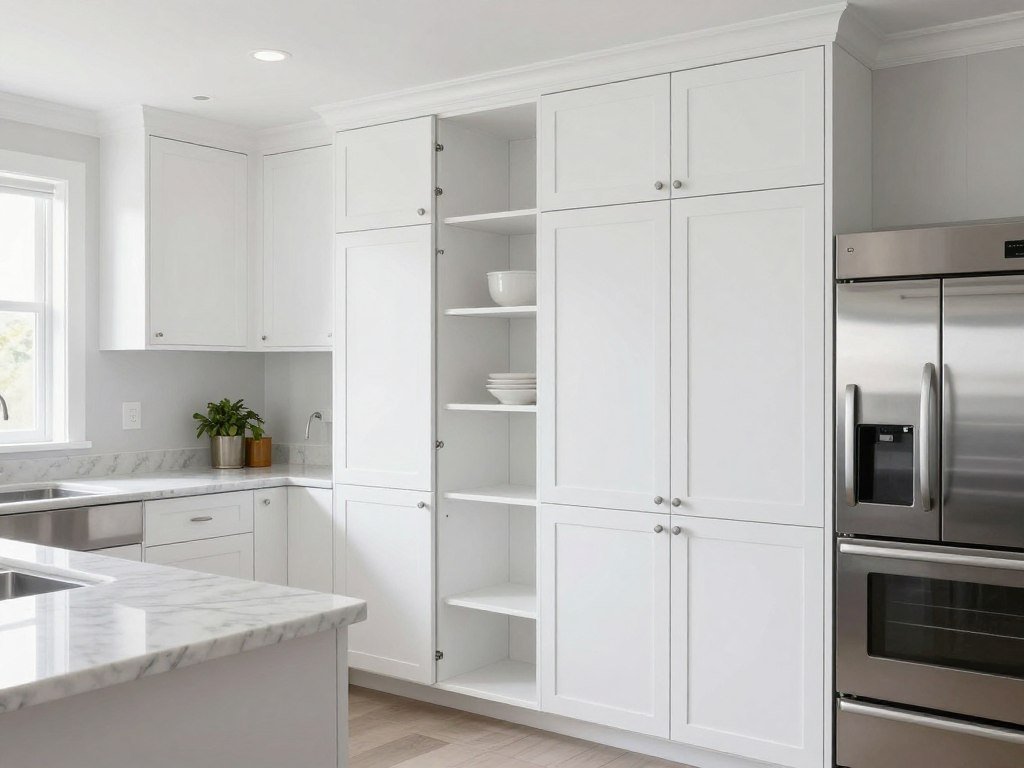 Shaker Elite White Kitchen Cabinets installed in a modern New York kitchen